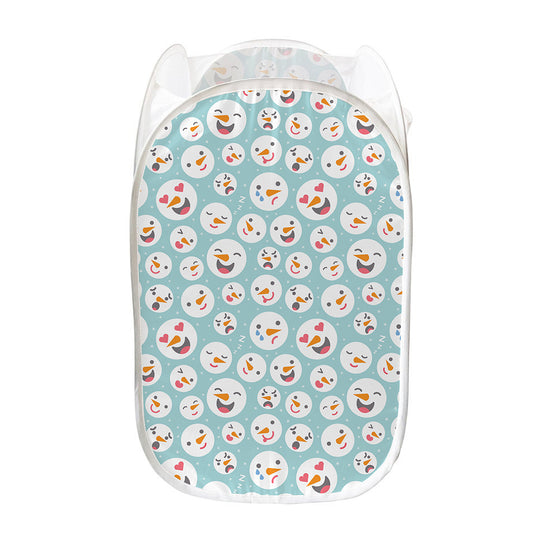 Snowman Emoji Pattern Print Mesh Laundry Hamper