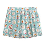 Snowman Emoji Pattern Print Mesh Shorts