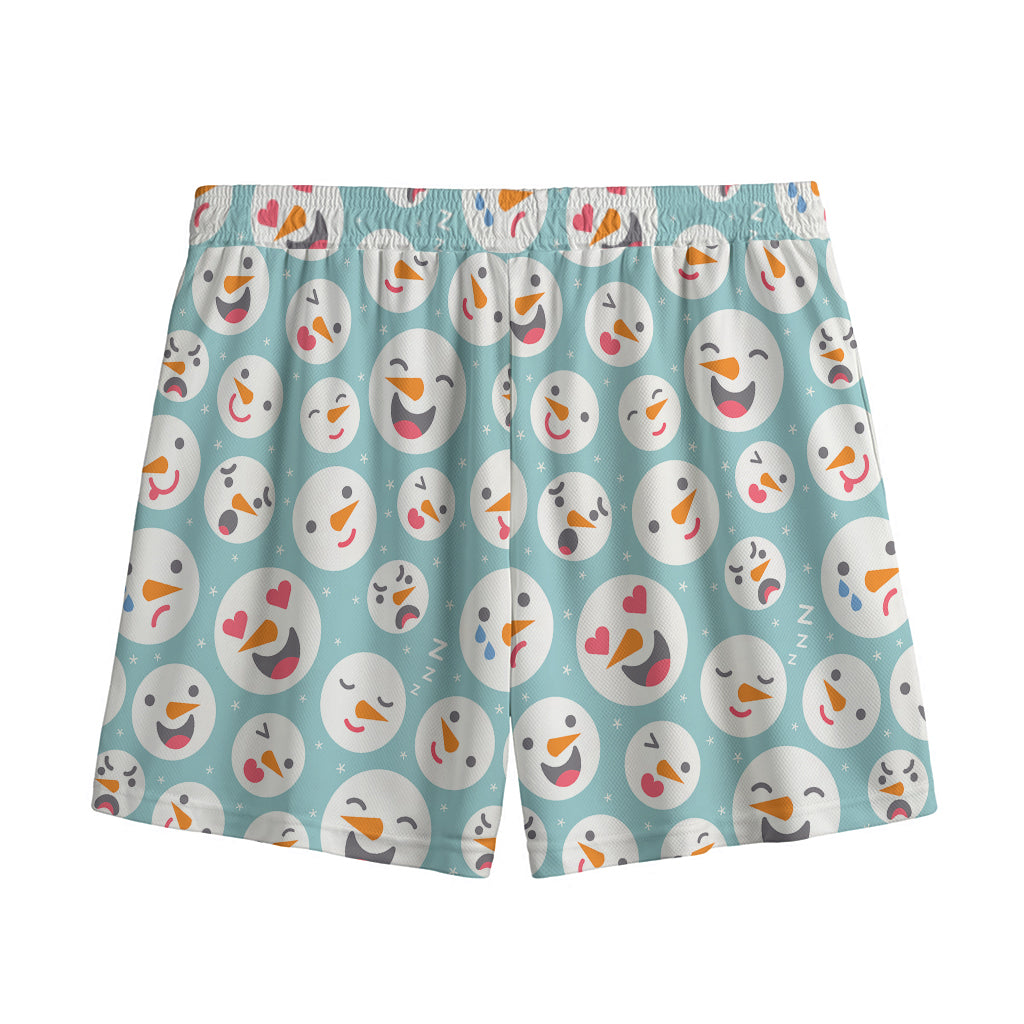 Snowman Emoji Pattern Print Mesh Shorts