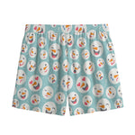 Snowman Emoji Pattern Print Mesh Shorts