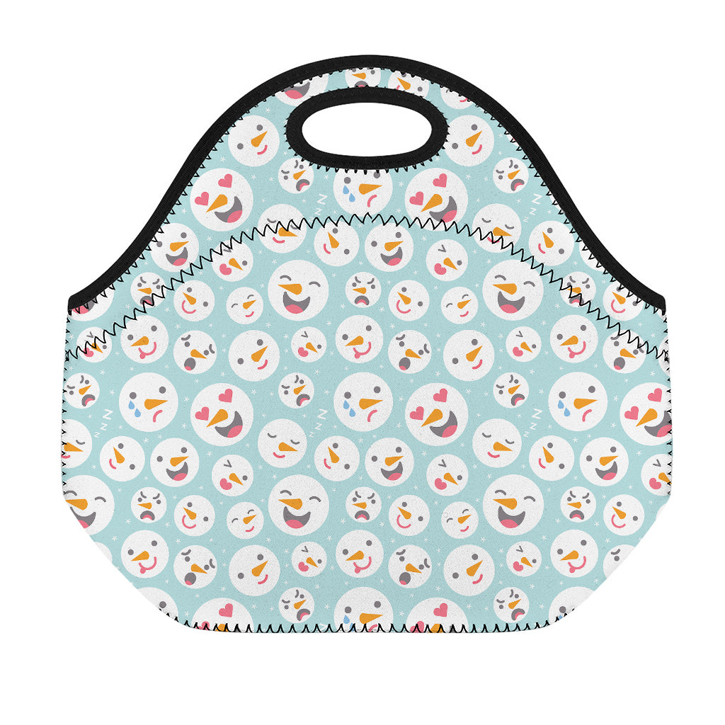 Snowman Emoji Pattern Print Neoprene Lunch Bag