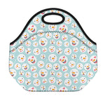 Snowman Emoji Pattern Print Neoprene Lunch Bag