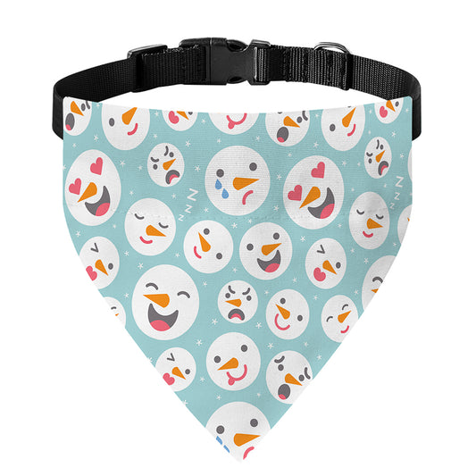Snowman Emoji Pattern Print Over The Collar Dog Bandana