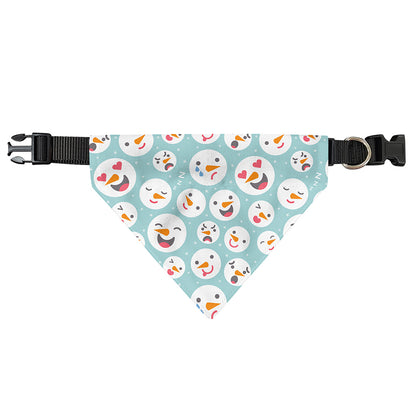 Snowman Emoji Pattern Print Over The Collar Dog Bandana
