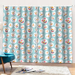 Snowman Emoji Pattern Print Pencil Pleat Curtains