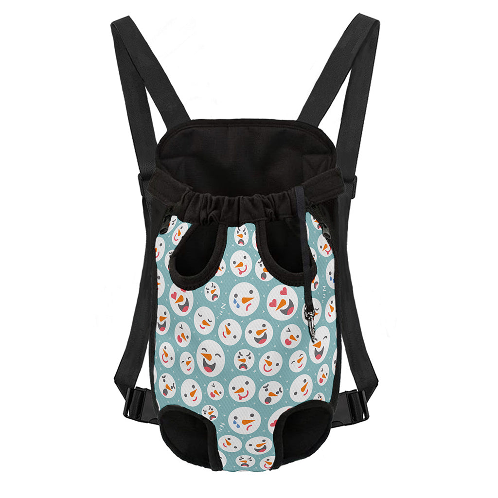 Snowman Emoji Pattern Print Pet Carrier Backpack