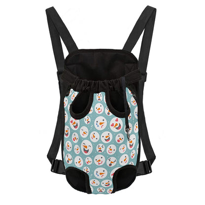 Snowman Emoji Pattern Print Pet Carrier Backpack