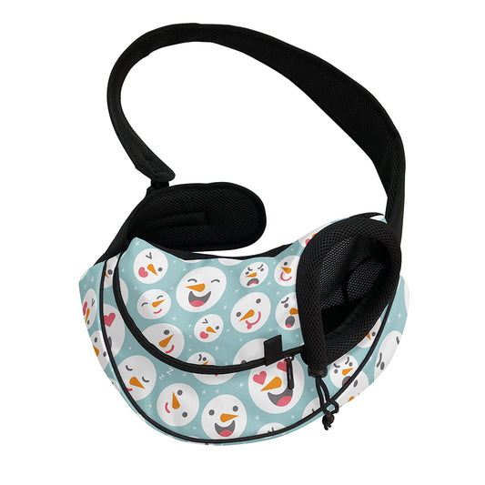 Snowman Emoji Pattern Print Pet Sling Carrier