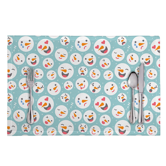Snowman Emoji Pattern Print Placemat