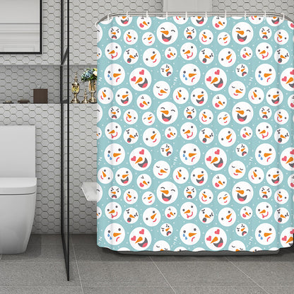 Snowman Emoji Pattern Print Polyester Shower Curtain