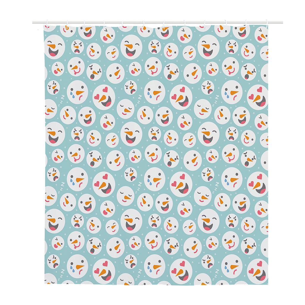 Snowman Emoji Pattern Print Polyester Shower Curtain