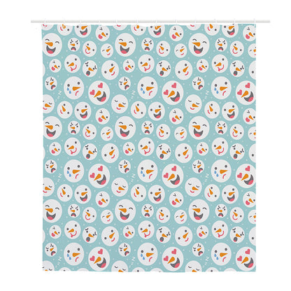 Snowman Emoji Pattern Print Polyester Shower Curtain
