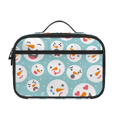Snowman Emoji Pattern Print Portable Lunch Bag