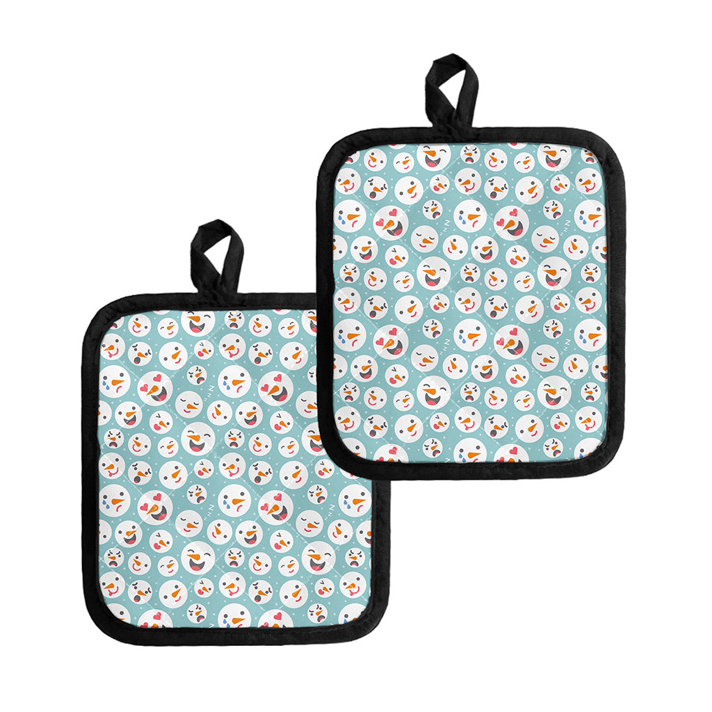 Snowman Emoji Pattern Print Pot Holders