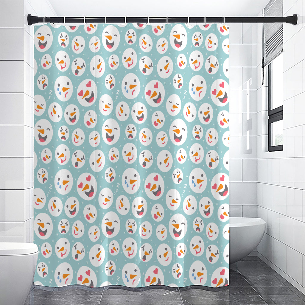 Snowman Emoji Pattern Print Premium Shower Curtain