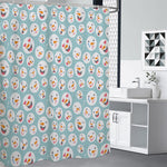 Snowman Emoji Pattern Print Premium Shower Curtain