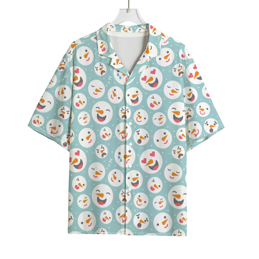 Snowman Emoji Pattern Print Rayon Hawaiian Shirt