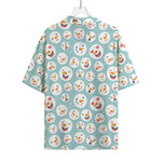 Snowman Emoji Pattern Print Rayon Hawaiian Shirt