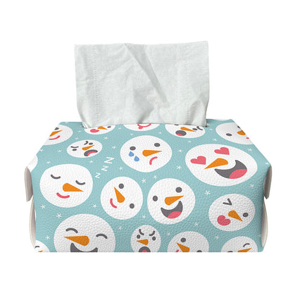 Snowman Emoji Pattern Print Rectangle Tissue Box Cover