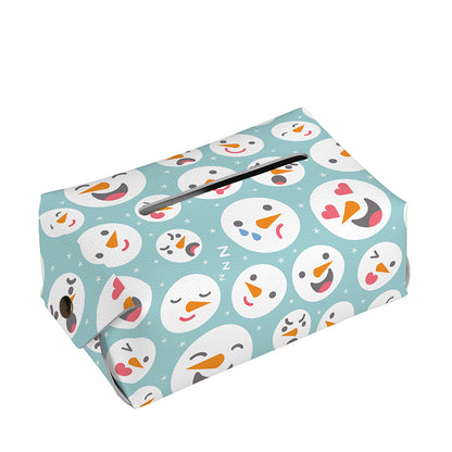 Snowman Emoji Pattern Print Rectangle Tissue Box Cover