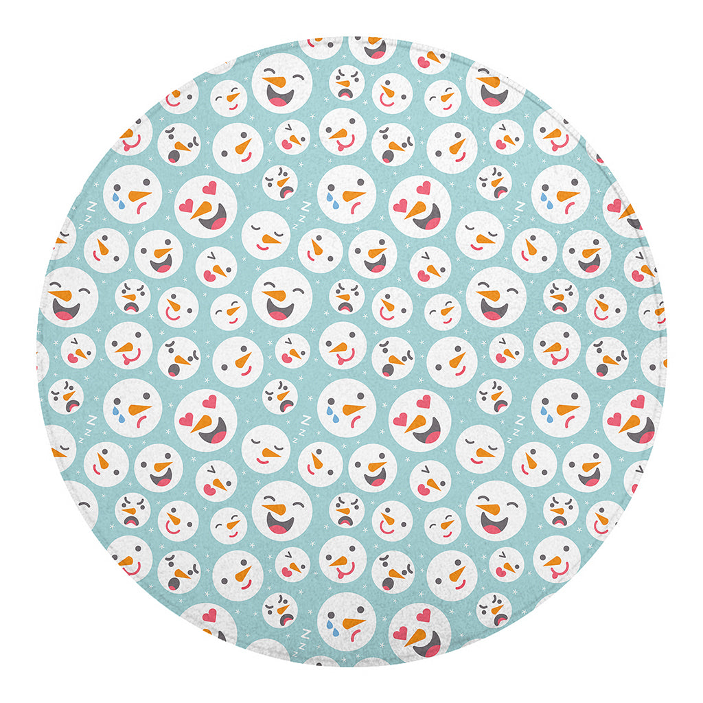 Snowman Emoji Pattern Print Round Blanket