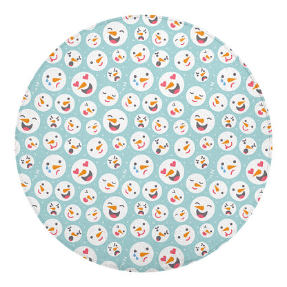 Snowman Emoji Pattern Print Round Blanket