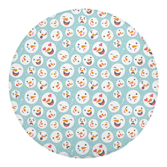 Snowman Emoji Pattern Print Round Blanket
