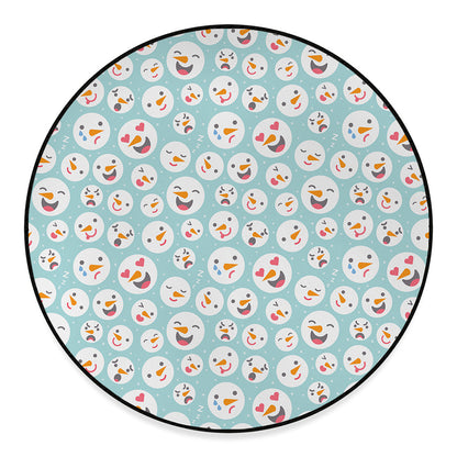 Snowman Emoji Pattern Print Round Floor Mat