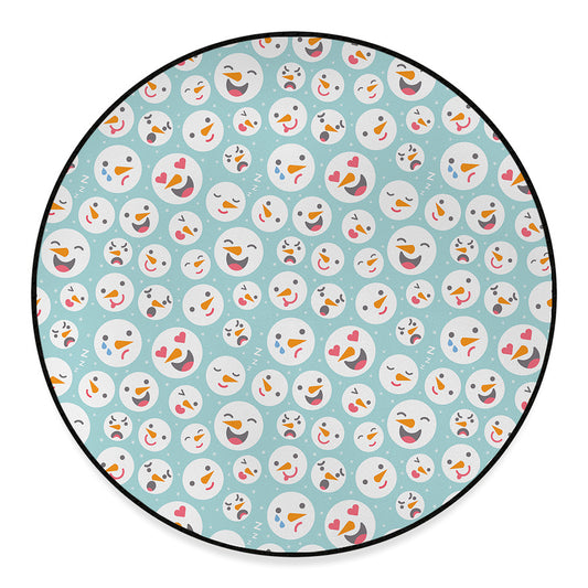 Snowman Emoji Pattern Print Round Floor Mat