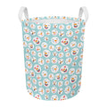Snowman Emoji Pattern Print Round Laundry Basket