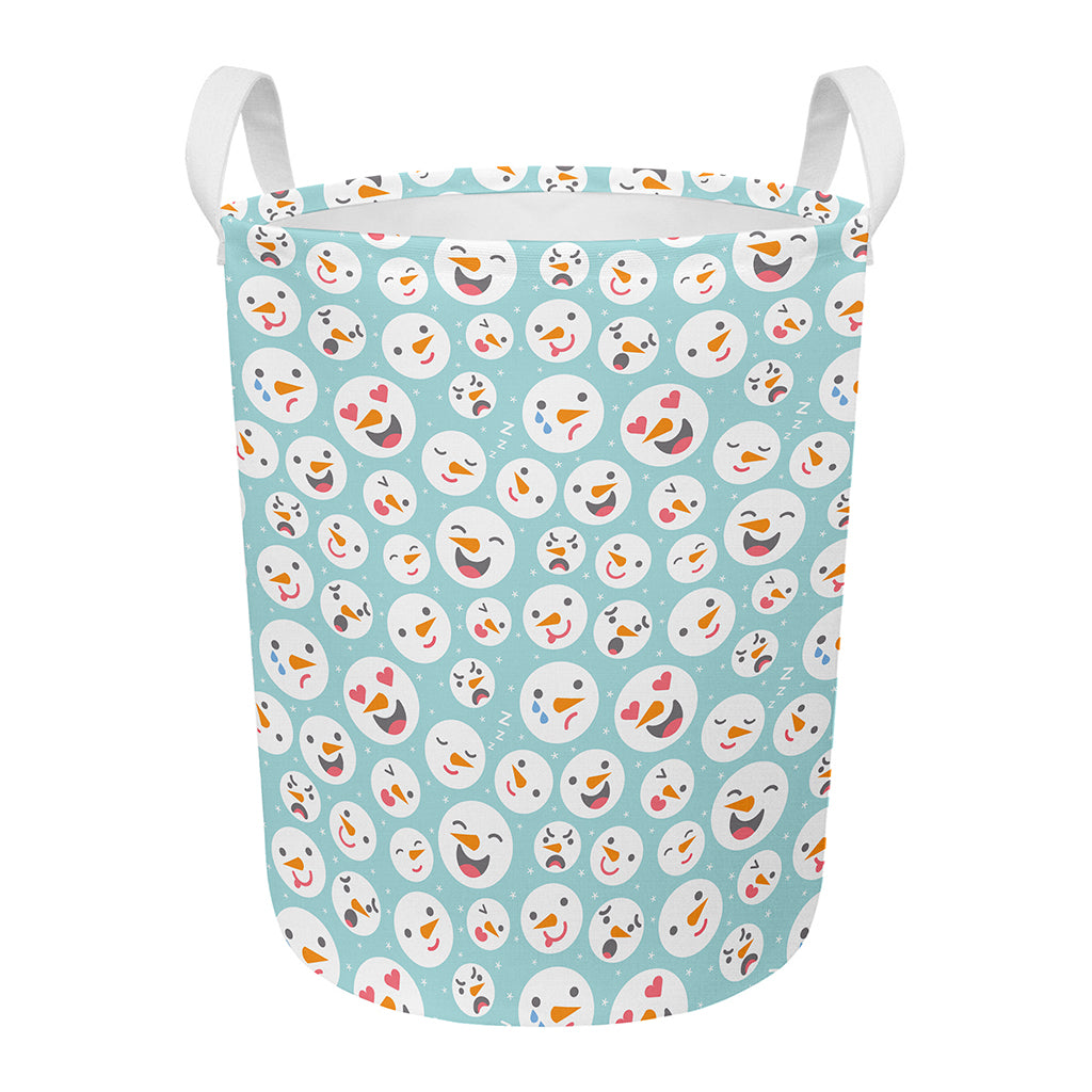 Snowman Emoji Pattern Print Round Laundry Basket