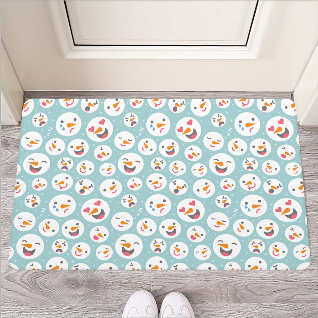 Snowman Emoji Pattern Print Rubber Doormat