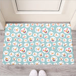 Snowman Emoji Pattern Print Rubber Doormat