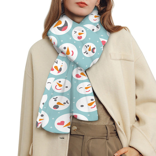 Snowman Emoji Pattern Print Scarf