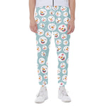 Snowman Emoji Pattern Print Scuba Joggers
