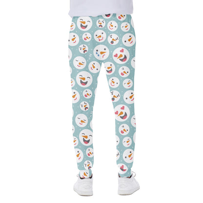 Snowman Emoji Pattern Print Scuba Joggers