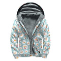 Snowman Emoji Pattern Print Sherpa Lined Zip Up Hoodie