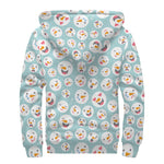 Snowman Emoji Pattern Print Sherpa Lined Zip Up Hoodie