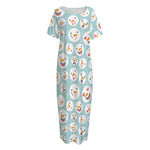 Snowman Emoji Pattern Print Short Sleeve Long Nightdress