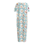 Snowman Emoji Pattern Print Short Sleeve Long Nightdress