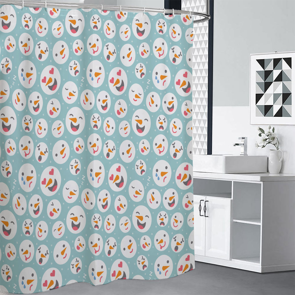 Snowman Emoji Pattern Print Shower Curtain