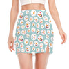 Snowman Emoji Pattern Print Side Slit Mini Skirt