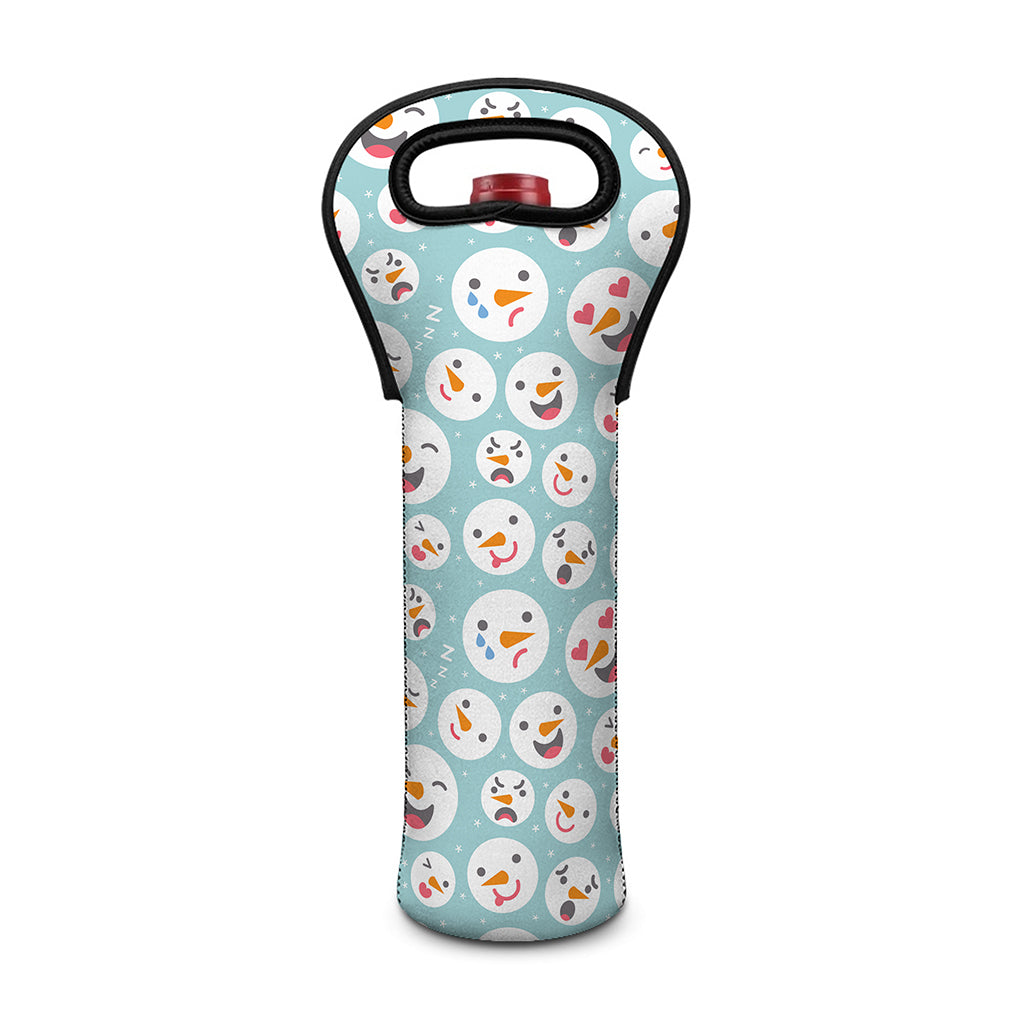 Snowman Emoji Pattern Print Single Neoprene Wine Tote