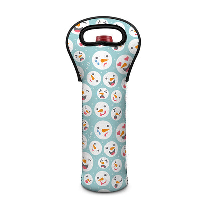 Snowman Emoji Pattern Print Single Neoprene Wine Tote