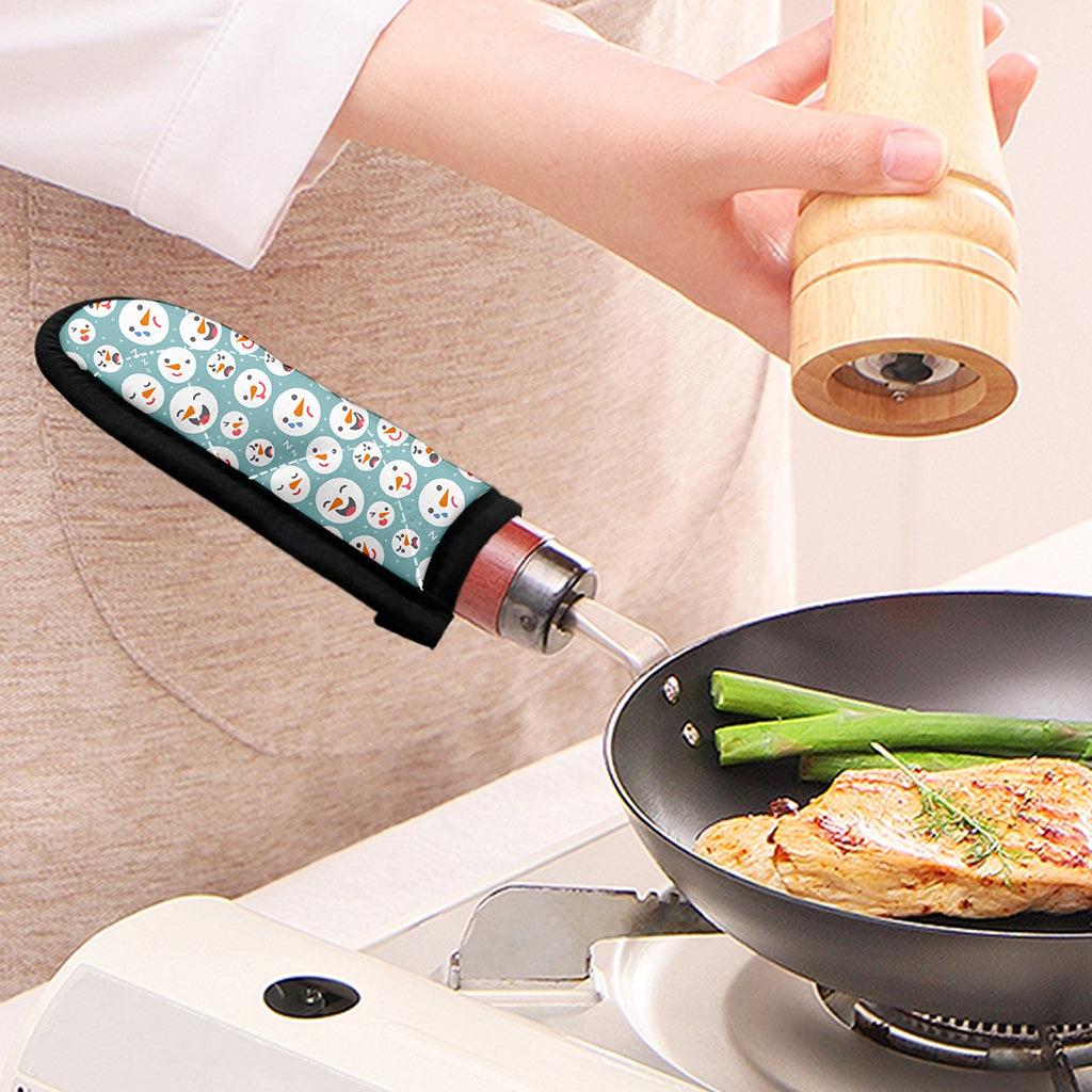 Snowman Emoji Pattern Print Skillet Handle Cover