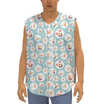 Snowman Emoji Pattern Print Sleeveless Baseball Jersey