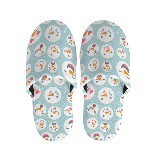 Snowman Emoji Pattern Print Slippers