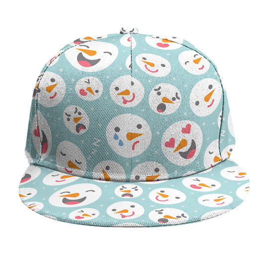 Snowman Emoji Pattern Print Snapback Cap