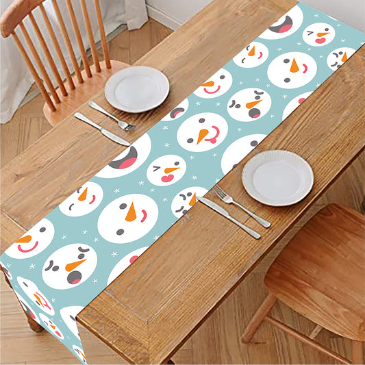 Snowman Emoji Pattern Print Table Runner