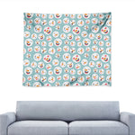 Snowman Emoji Pattern Print Tapestry